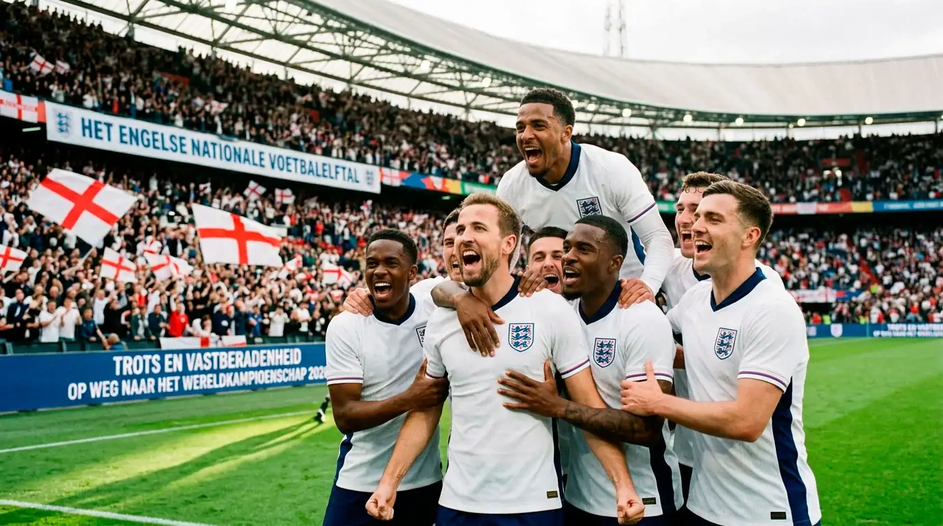 Het Engelse nationale elftal voor een belangrijke wedstrijd in Wembley
