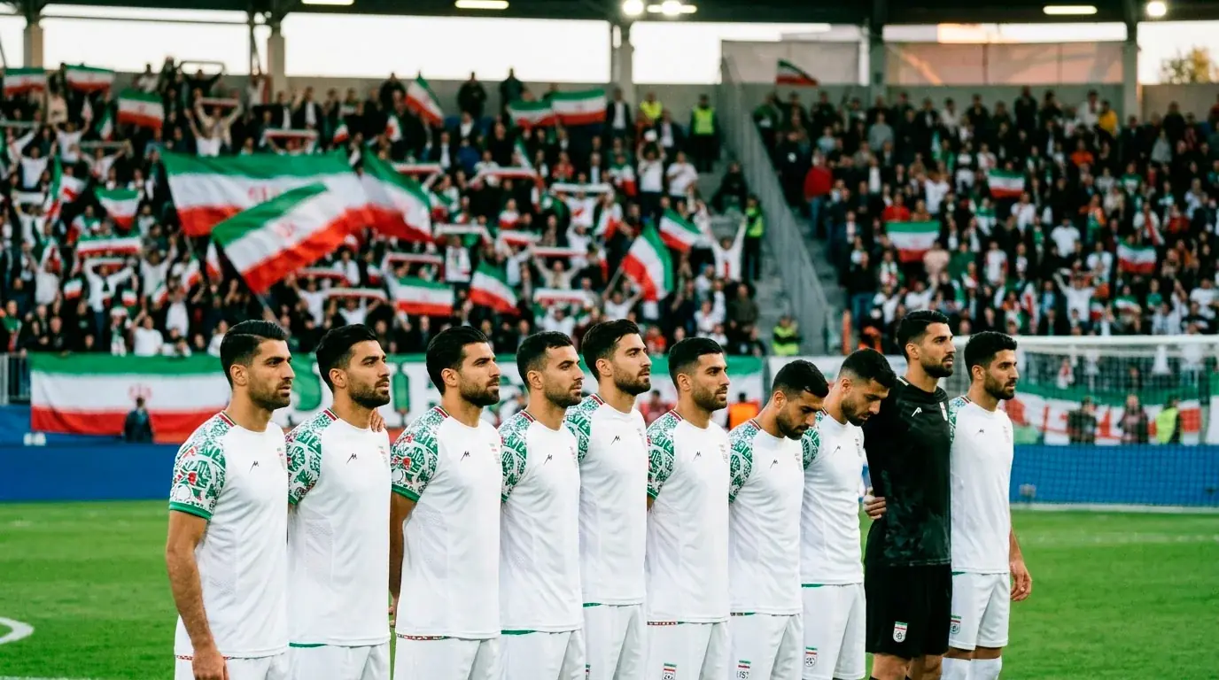 Het Iraanse nationale elftal Team Melli tijdens een WK-kwalificatiewedstrijd