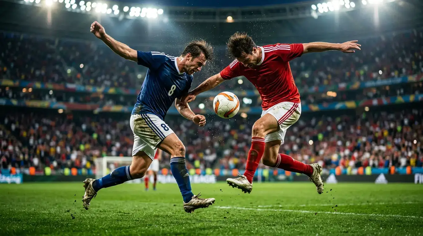 Twee topspitsen in duel tijdens een avondwedstrijd op het WK 2026