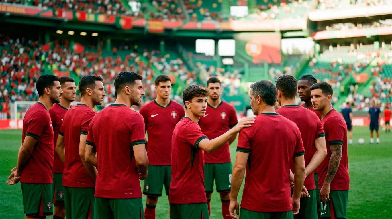 Het Portugese nationale elftal met de nieuwe generatie sterren