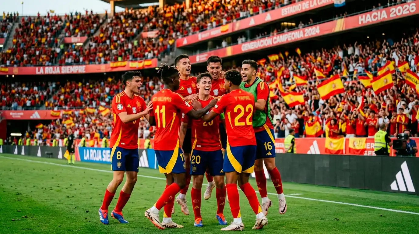 Het Spaanse nationale elftal viert de Europese titel in 2024